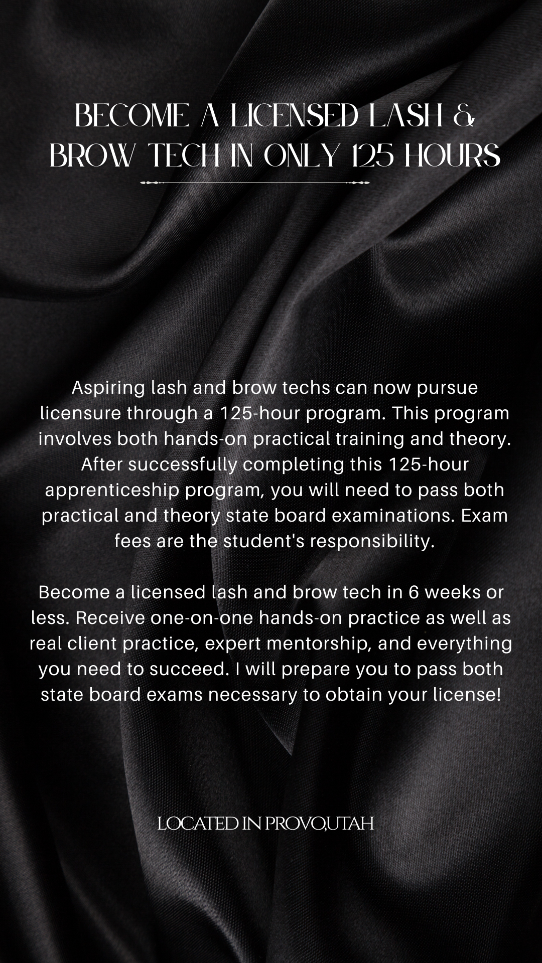 BECOME A LICENSED LASH & BROW TECH IN THE STATE OF UTAH IN 4-6 WEEKS!
